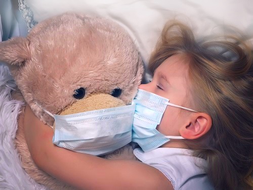 Kid Sleeping with Mask Due to ASthma