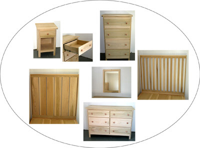 Wood bedroom furniture, dressers, bedframes, headboard, nightstand