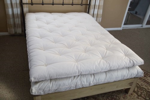 Wool Mattress with Topper on Wood Frame