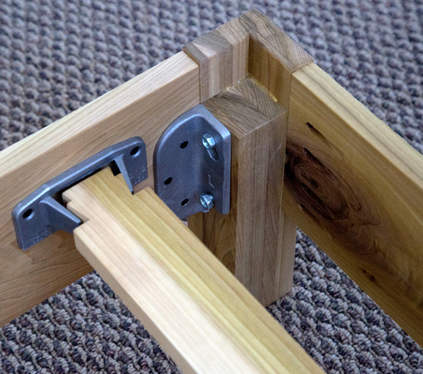 Strong brackets for wood bedframe made to hold up for decades of use
