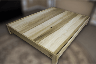 Natural wood platform bed